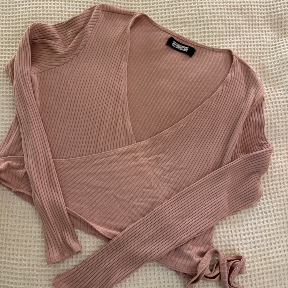 Reformation dusty pink wrap cardigan